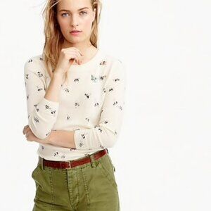 NWOT Jcrew Tippi Bee Embellished Sweater XS Cream
